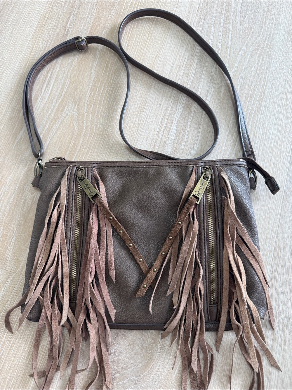 Jessica Simpson Brown Fringe Crossbody Bag